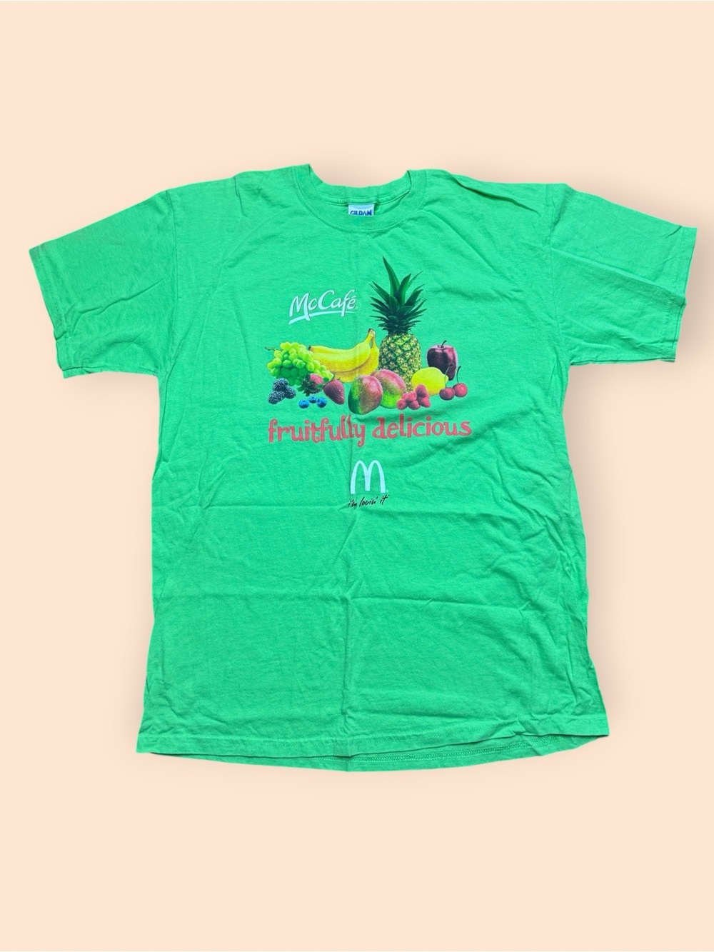 Vintage McDonald’s Cafe Y2K T Shirt Fruitfully Delicious Men’s Large Green 2000s